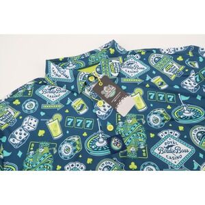 Birdie Boss Golf Polo Shirt Mens XL Blue Performance Gambling High Roller Casino